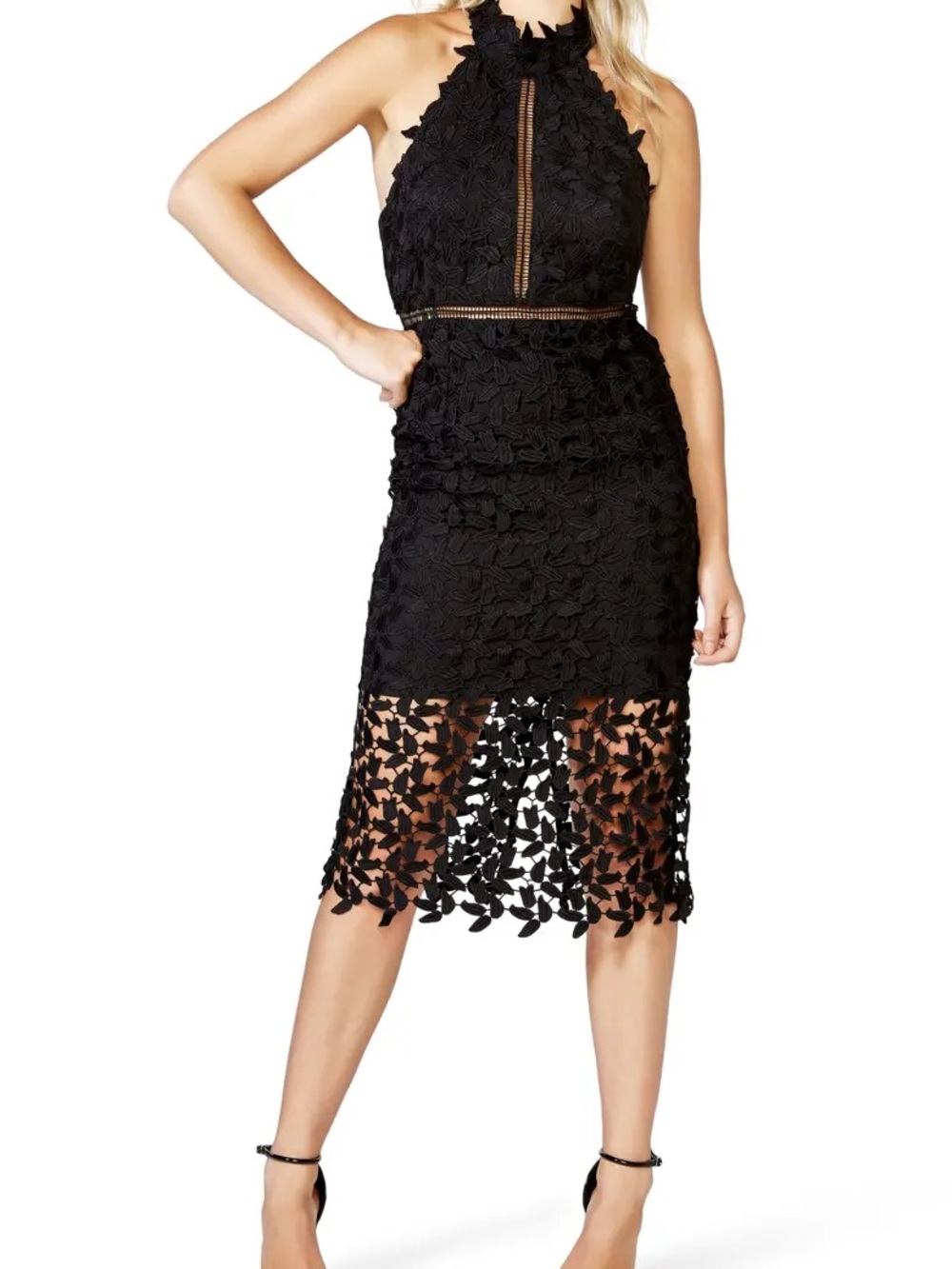 Bardot Gemma Halter Black Lace Dress